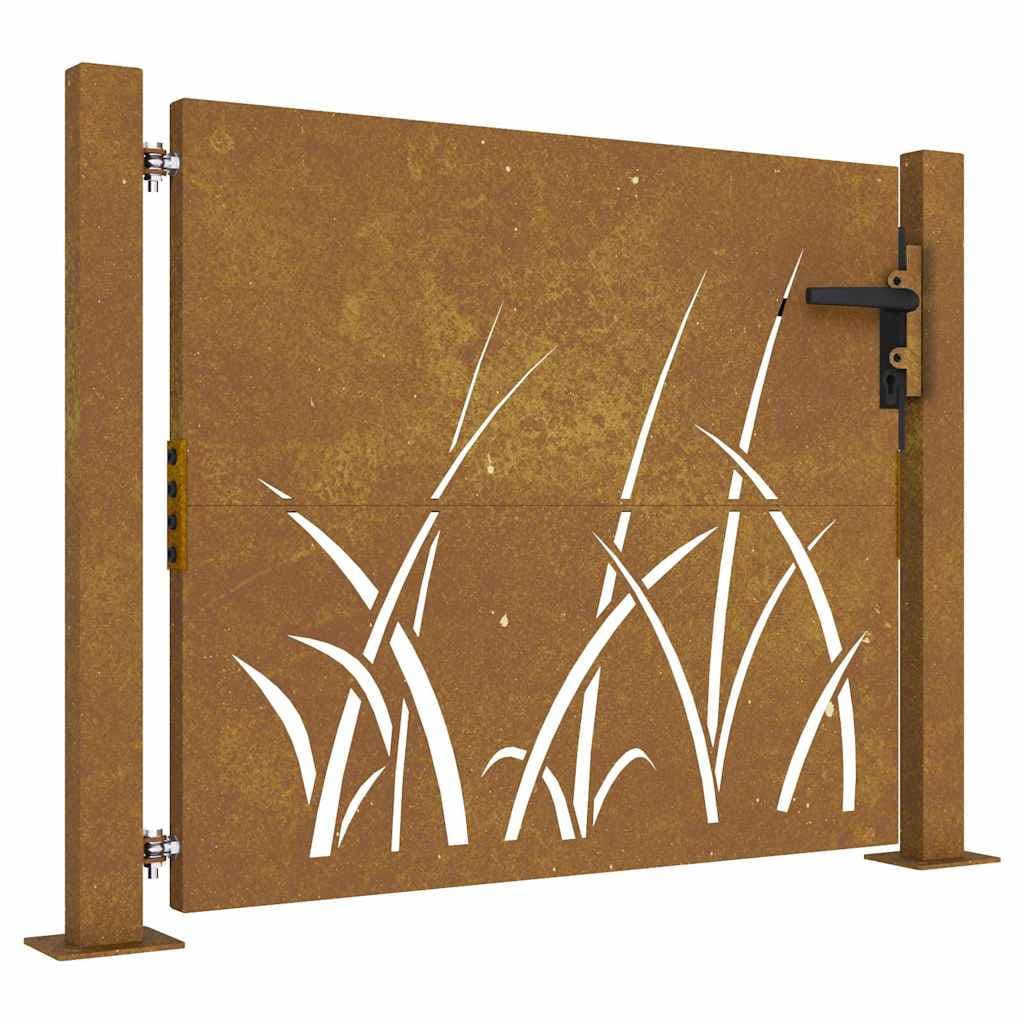 vidaXL Portão de Jardim 105x105 cm Aço Corten Design Erva - 3810818110