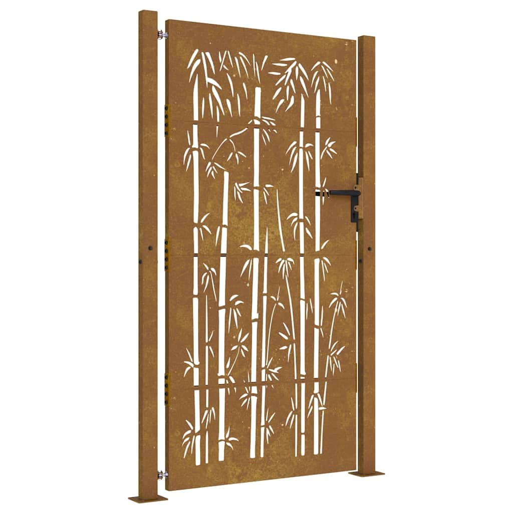 vidaXL Portão de Jardim 105x205 cm Aço Corten Design Bambu - 2987596705