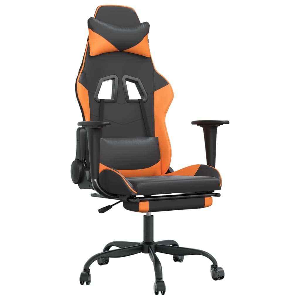 Cadeira Gaming Cadeira Gaming C/ Apoio P/ Pés Couro Artificial Preto e Laranja