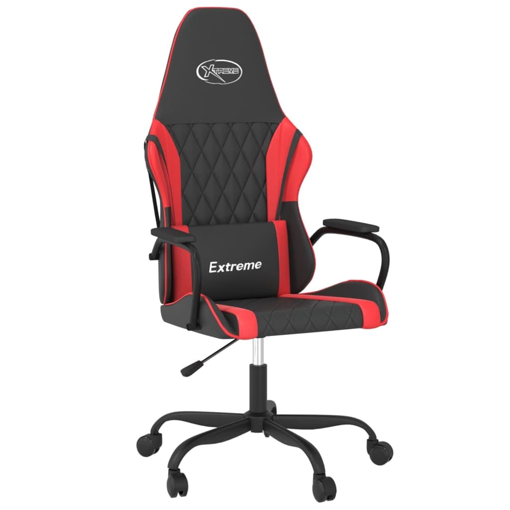 vidaXL Cadeira de gaming couro artificial preto e vermelho
