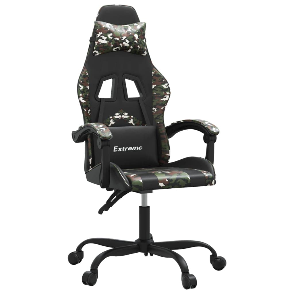 Cadeira Gaming Couro Artificial Preto e Camuflado
