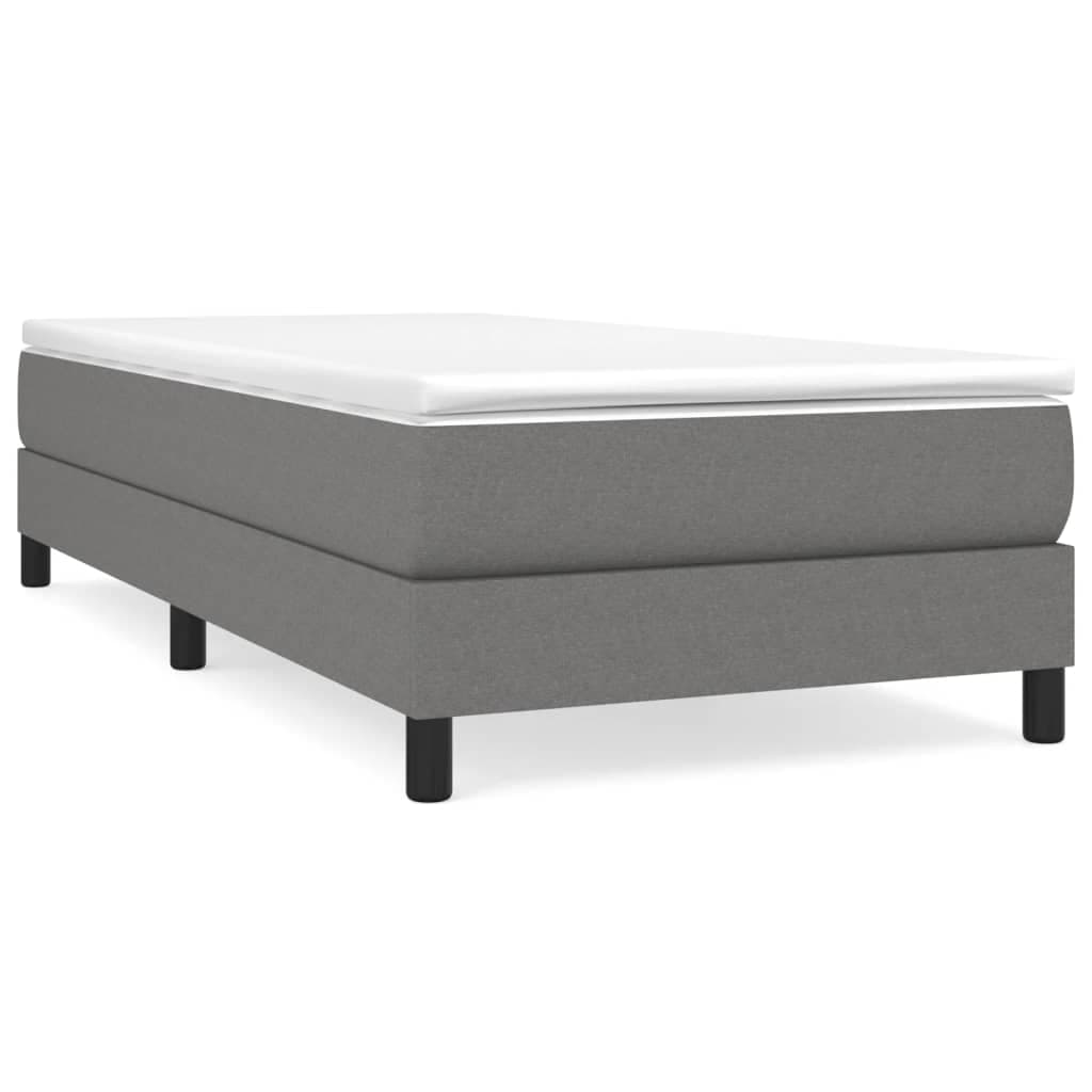 vidaXL Estrutura de cama com molas 100x200 cm tecido cinzento-escuro