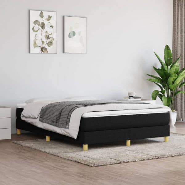 vidaXL Estrutura de Cama 140x190 cm Tecido Preto - 3903709919