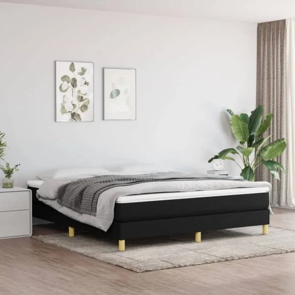 vidaXL Estrutura de Cama com Molas 160x200 cm Tecido Preto