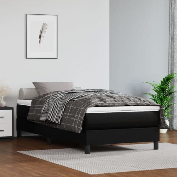 vidaXL Estrutura de Cama 80x200 cm Couro Artificial Preto - 3074492786