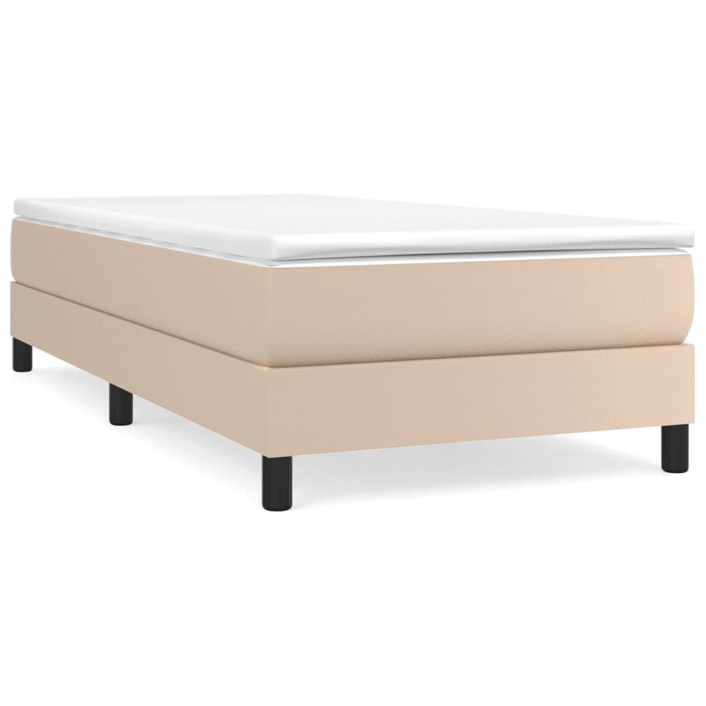 vidaXL Estrutura de cama com molas 90x190 cm couro artificial cappuccino