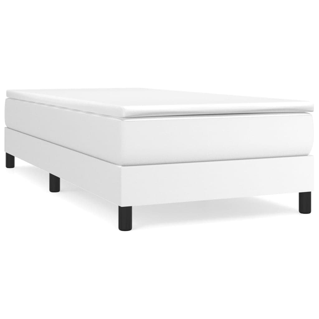 vidaXL Estrutura de cama com molas 100x200 cm couro artificial branco