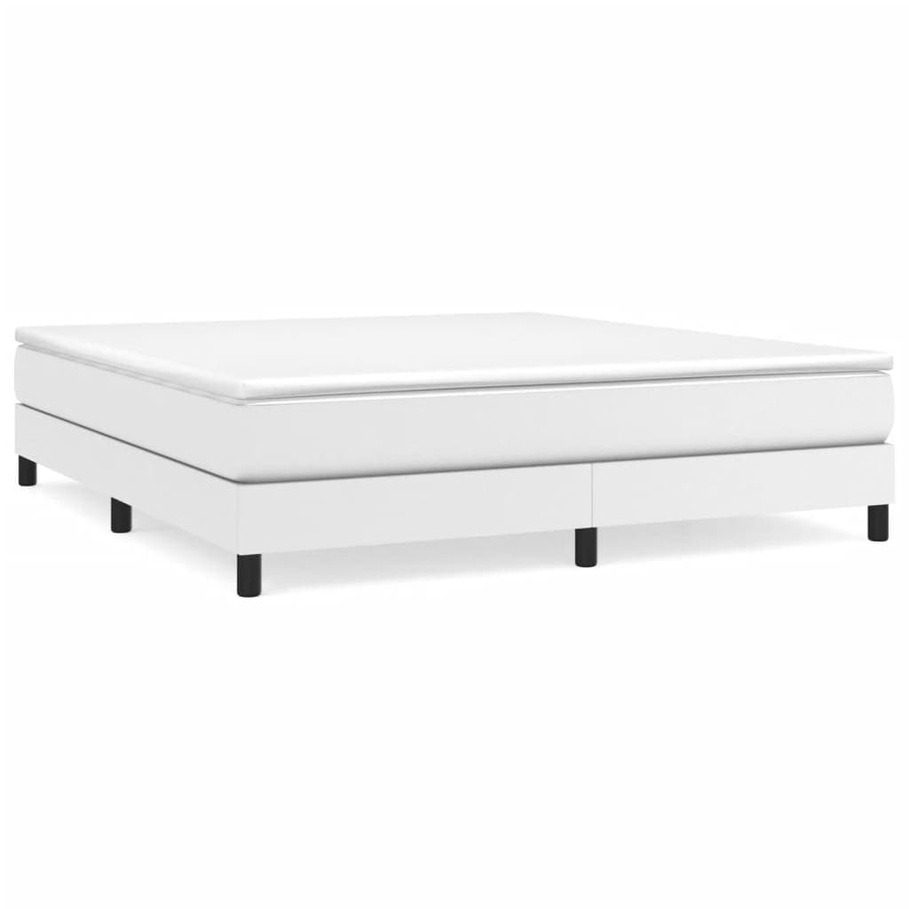 vidaXL Estrutura de cama com molas 160x200 cm couro artificial branco