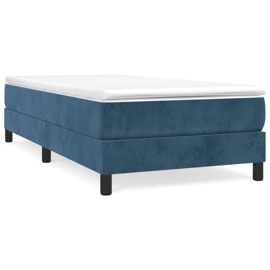 vidaXL Estrutura de cama com molas 100x200 cm veludo azul-escuro