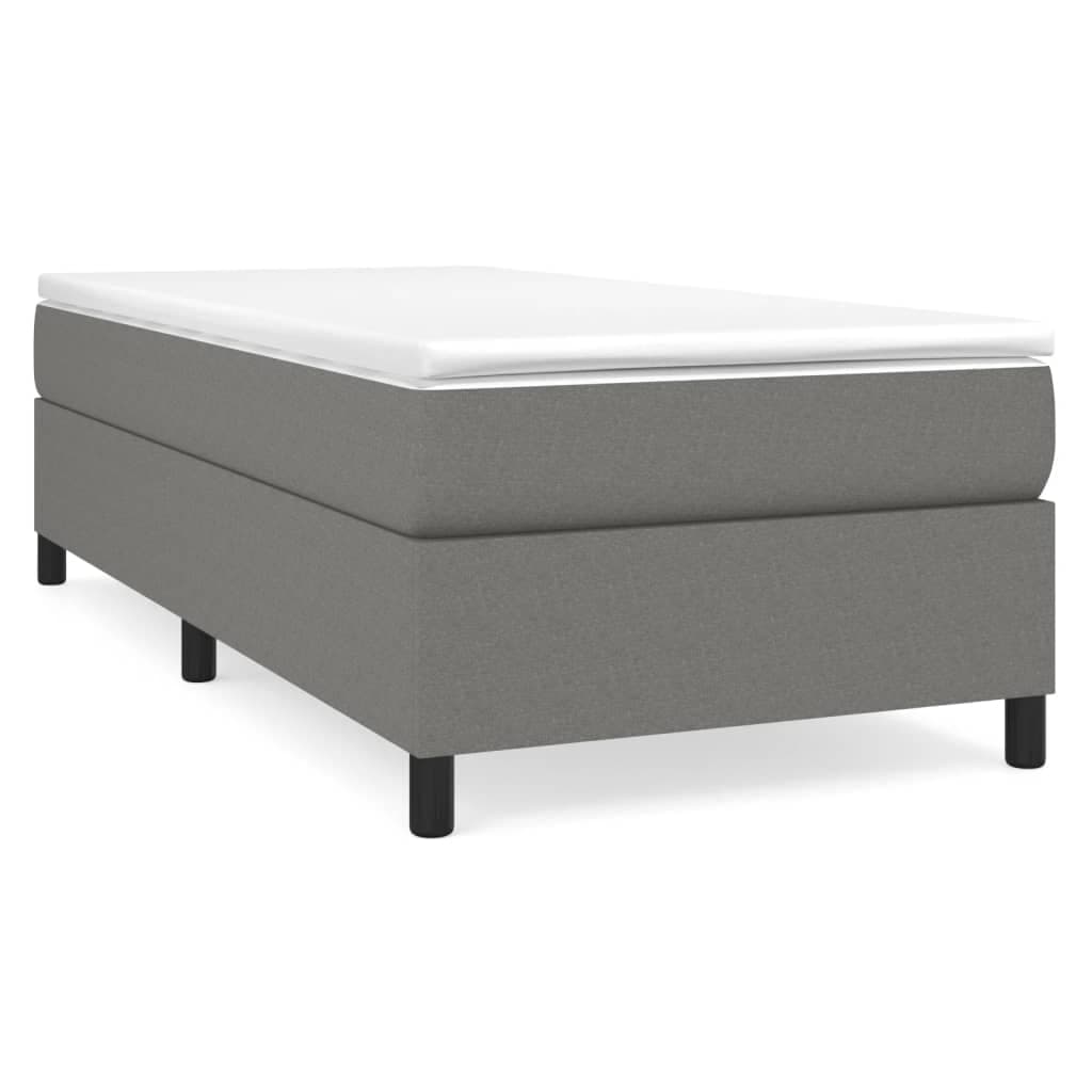 vidaXL Estrutura de cama com molas 100x200 cm tecido cinzento-escuro