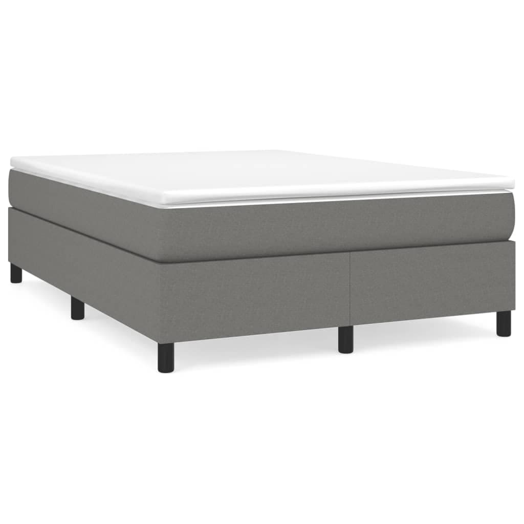 vidaXL Estrutura de cama com molas 140x190 cm tecido cinzento-escuro