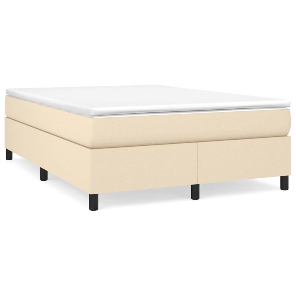 vidaXL Estrutura de cama com molas 140x190 cm tecido cor creme