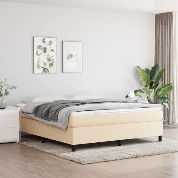 Estrutura de Cama com Molas 160x200 cm Tecido Cor Crème - 3120875