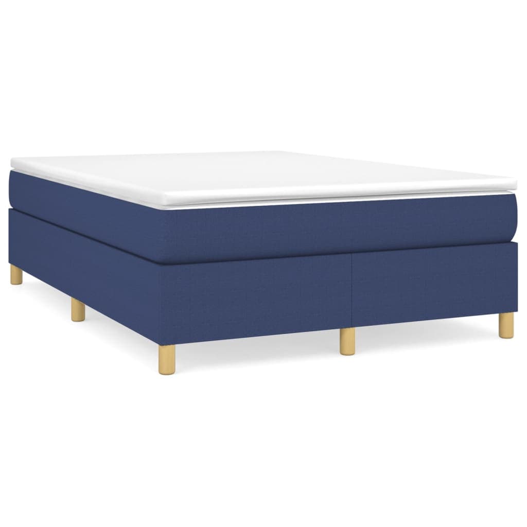 vidaXL Estrutura de cama com molas 140x190 cm tecido azul
