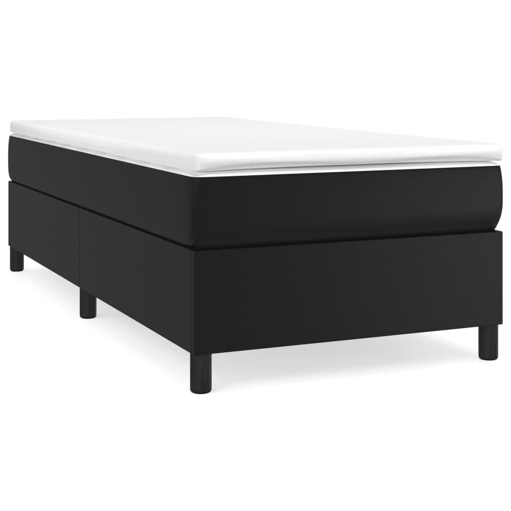 vidaXL Estrutura de cama com molas 90x190 cm couro artificial preto