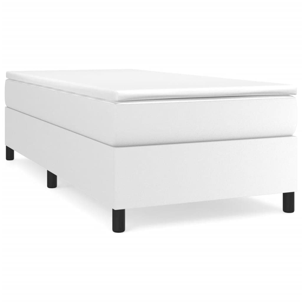 vidaXL Estrutura de cama com molas 90x190 cm couro artificial branco
