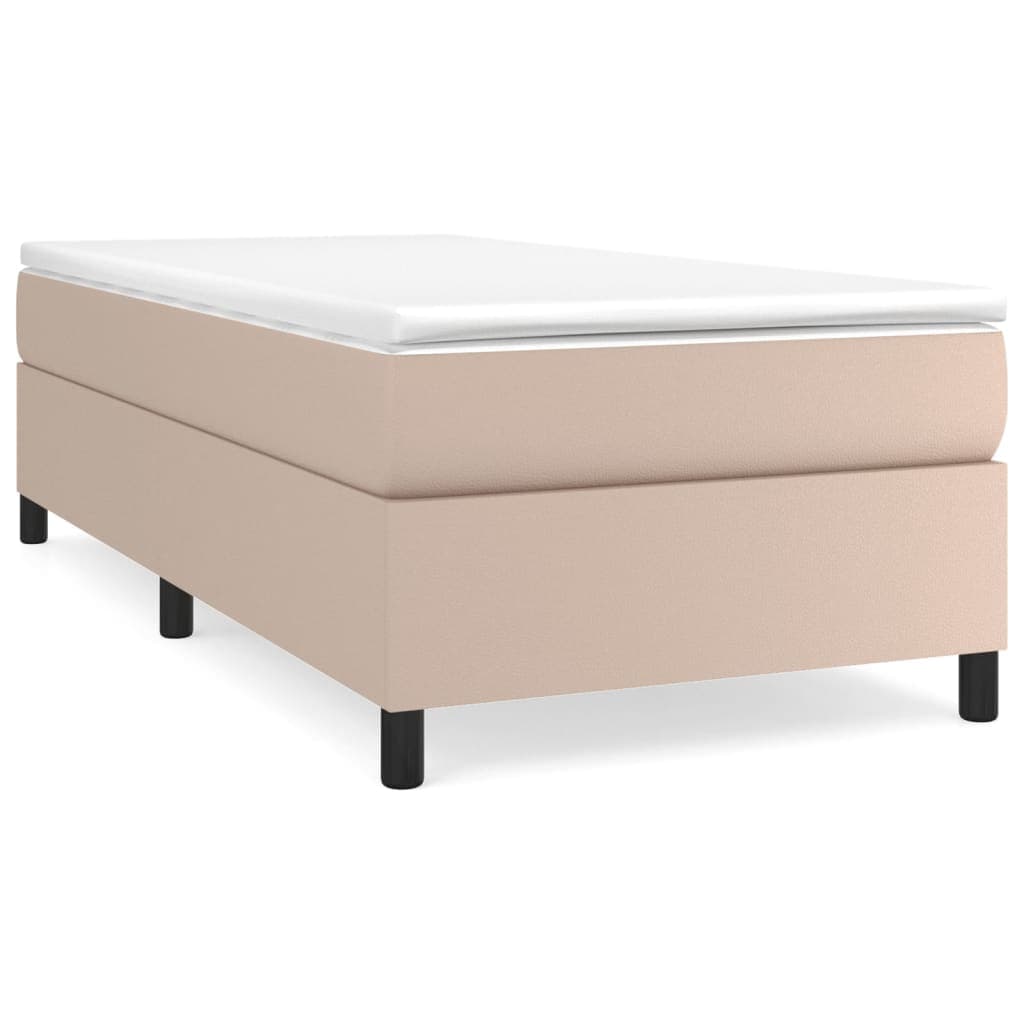vidaXL Estrutura de cama com molas 90x200 cm couro artificial cappuccino