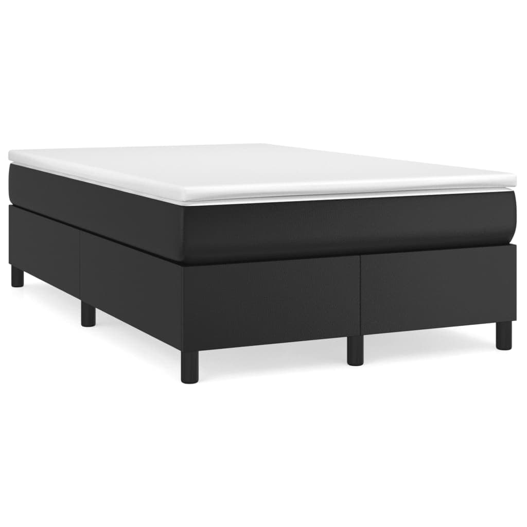 vidaXL Estrutura de cama com molas 120x200 cm couro artificial preto