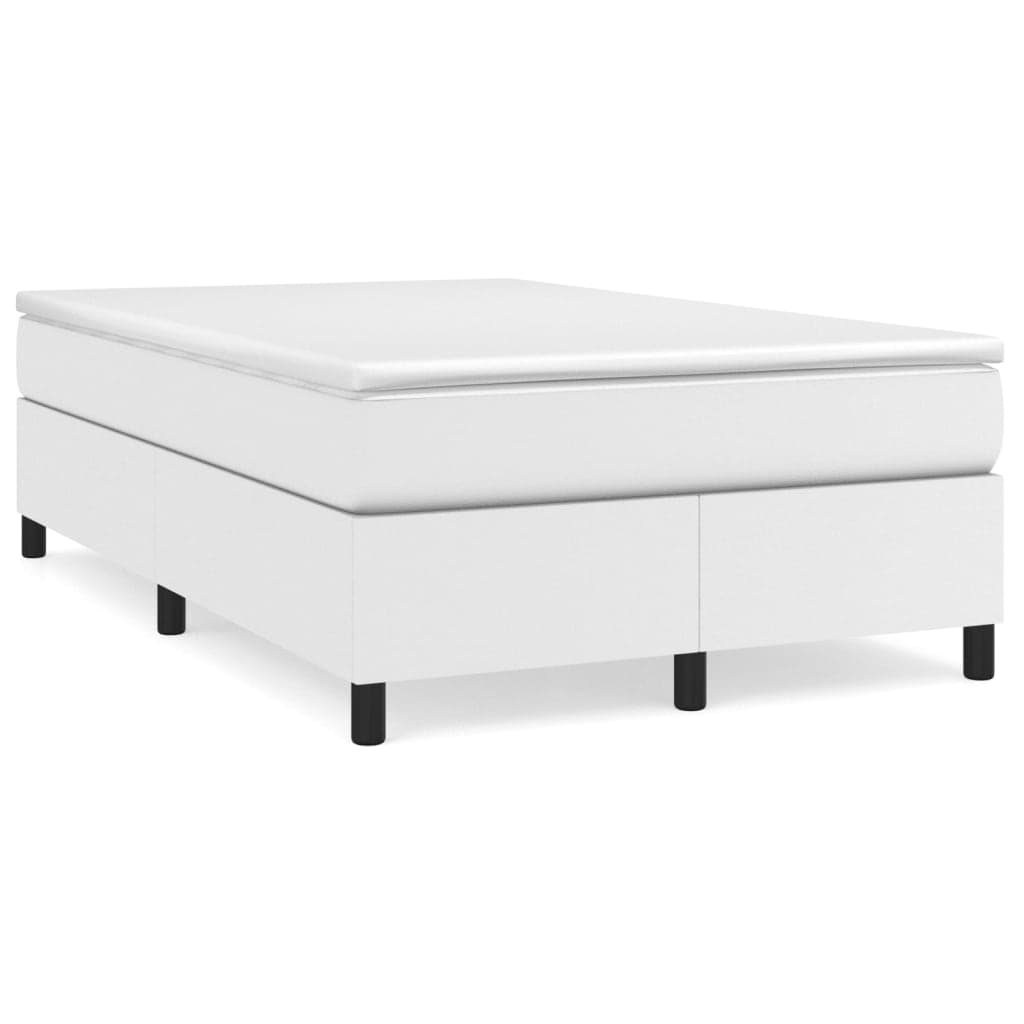 vidaXL Estrutura de cama com molas 120x200 cm couro artificial branco