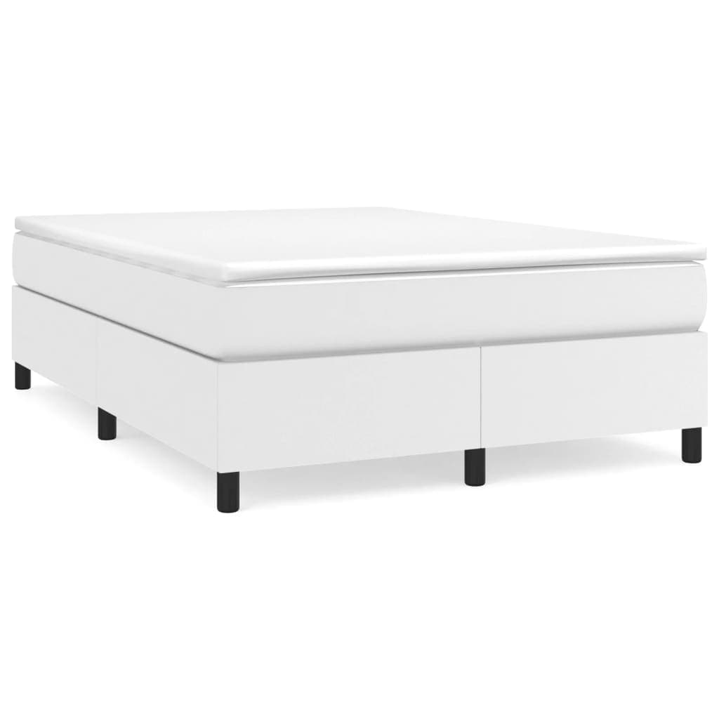 vidaXL Estrutura de cama com molas 140x190 cm couro artificial branco