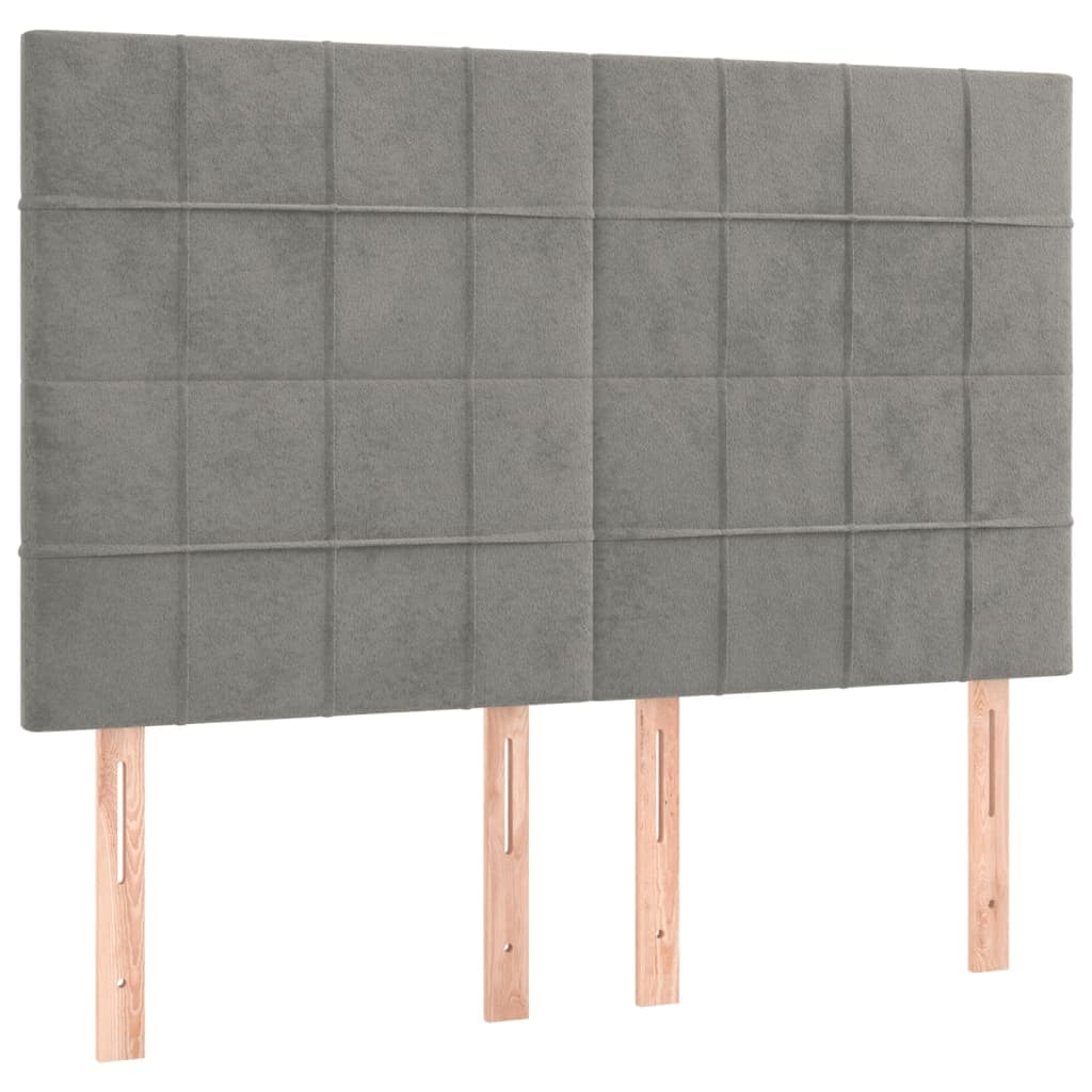 Cabeceira de Cama 4 Peças Veludo 72x5x78/88 cm Cinzento-claro - 3116380