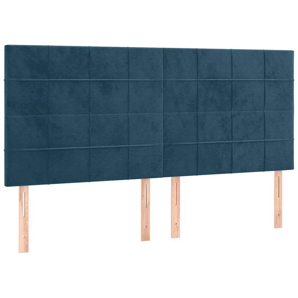 vidaXL Cabeceira Azul Escuro 180x5x118/128 cm Veludo