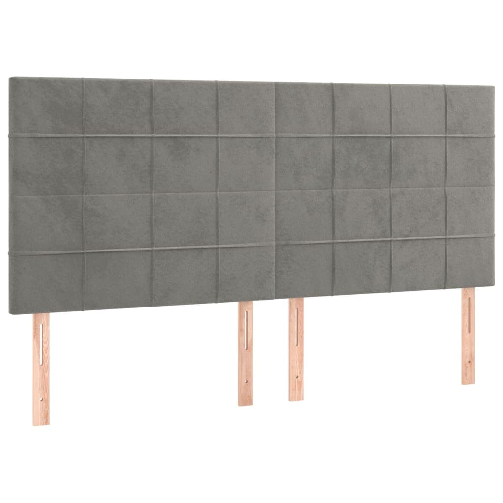 vidaXL Cabeceira Cinza Claro 200x5x118/128 cm Veludo