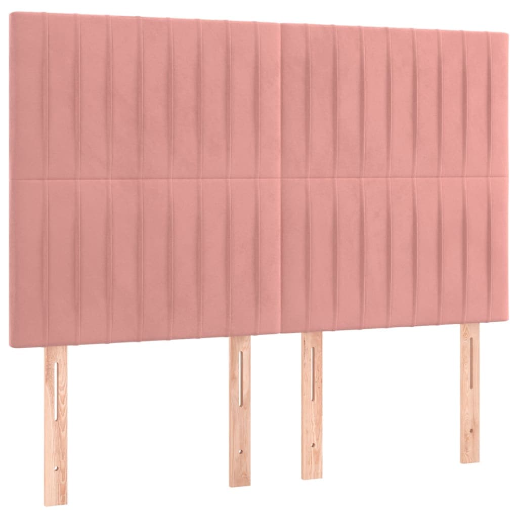 vidaXL Cabeceira de Cama 4 Peças Veludo 72x5x78/88 cm Rosa - 797080793