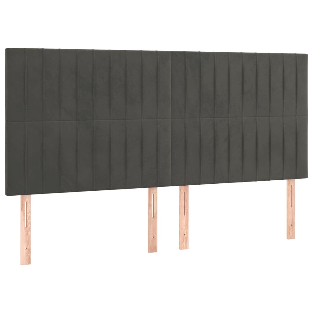 vidaXL Cabeceira Cinza Escuro 200x5x118/128 cm Veludo