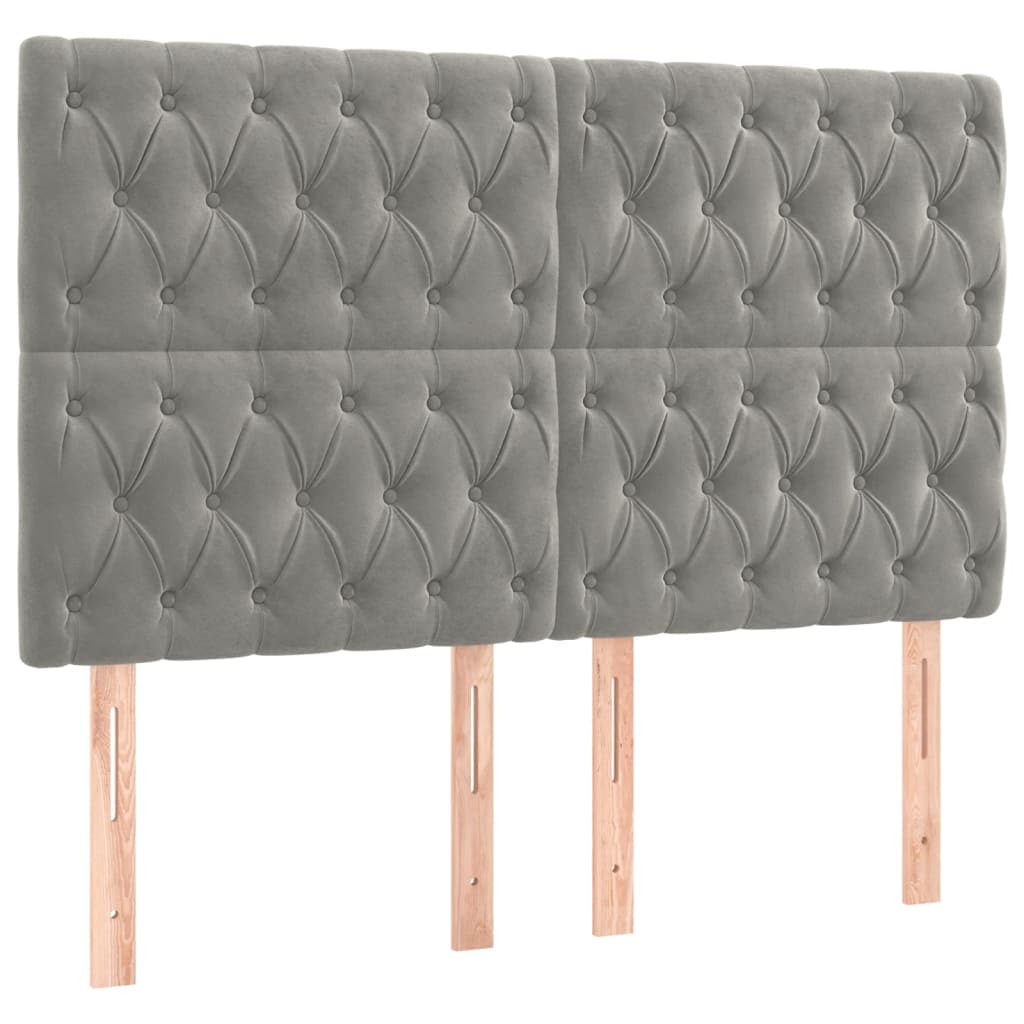 Cabeceira de Cama 4 Peças Veludo 72x7x78/88 cm Cinzento-claro - 3116716