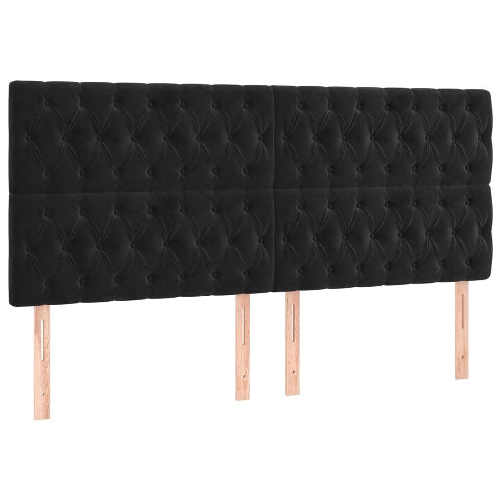 vidaXL Cabeceira Preta 180x7x118/128 cm Veludo