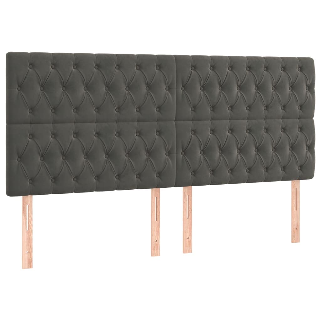 vidaXL Cabeceira de Cama 4 Veludo 100x7x78/88 cm Cinzento-escuro