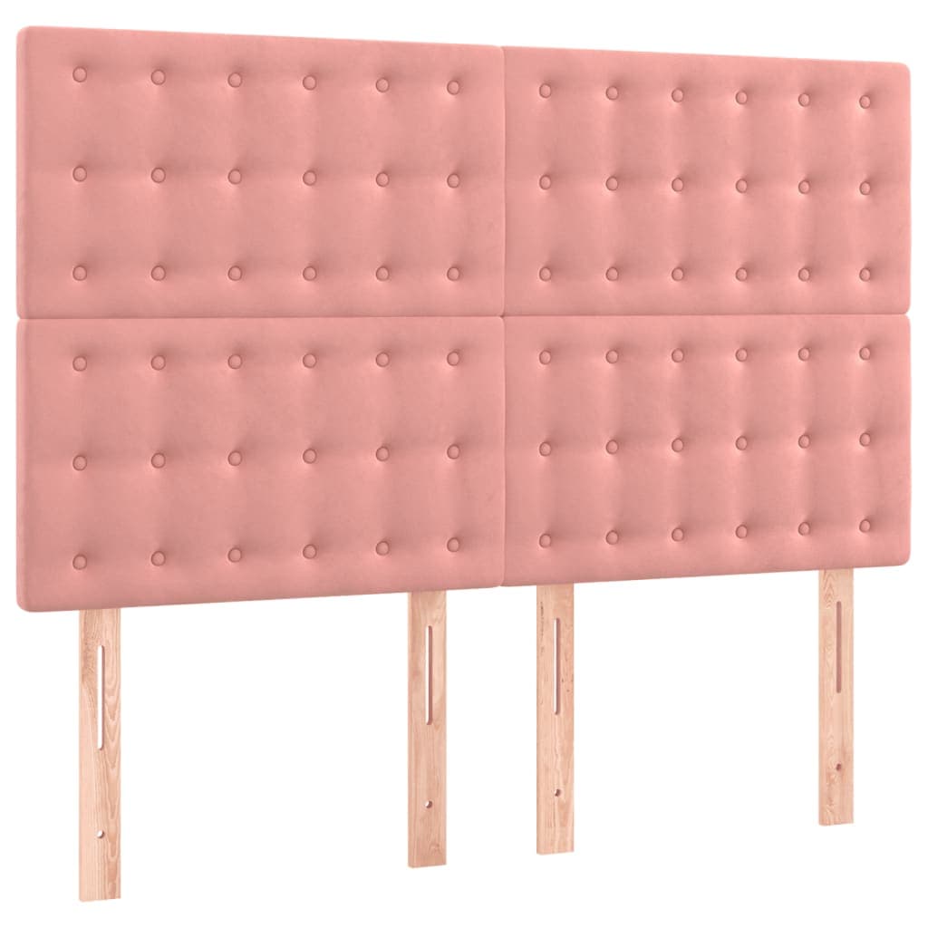 vidaXL Cabeceira Rosa 144x5x118/128 cm Veludo