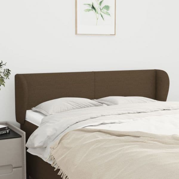 Cabeceira de Cama com Abas Tecido 147x23x78/88cm Castanho-escuro - 3116865