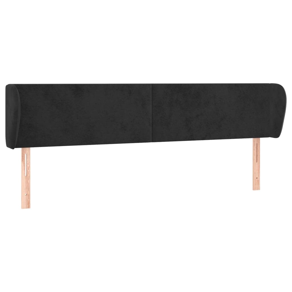 vidaXL Cabeceira de cama c/ abas veludo 163x23x78/88 cm preto