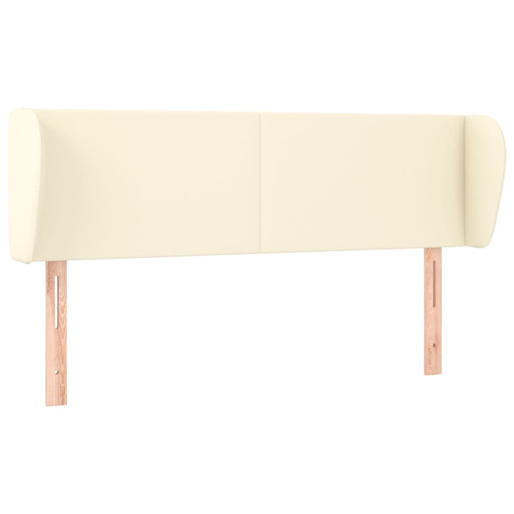 vidaXL Cabeceira de cama c/ abas couro artificial 147x23x78/88cm creme