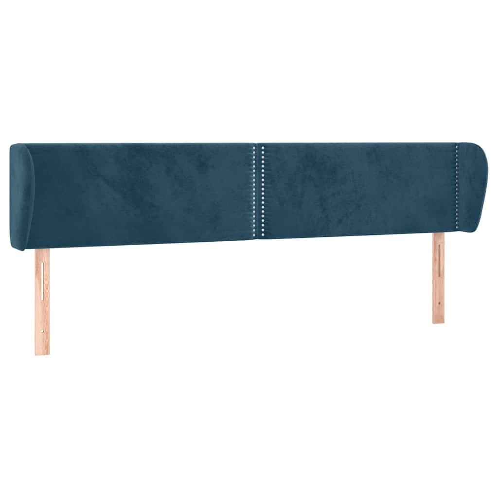 vidaXL Cabeceira de cama c/ abas veludo 163x23x78/88cm azul-escuro