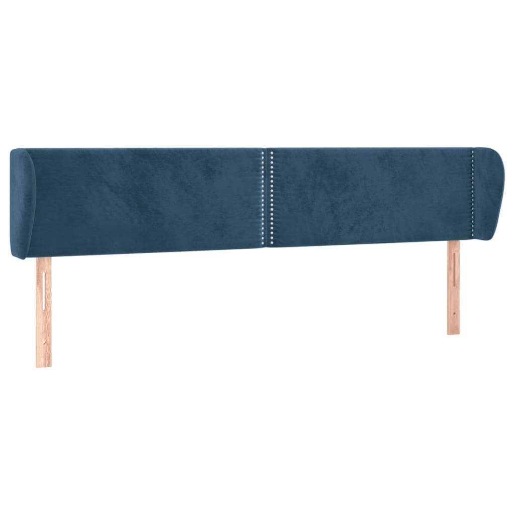 vidaXL Cabeceira de cama c/ abas veludo 183x23x78/88cm azul-escuro