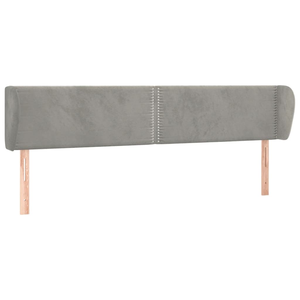vidaXL Cabeceira de cama c/ abas veludo 203x23x78/88 cm cinzento-claro