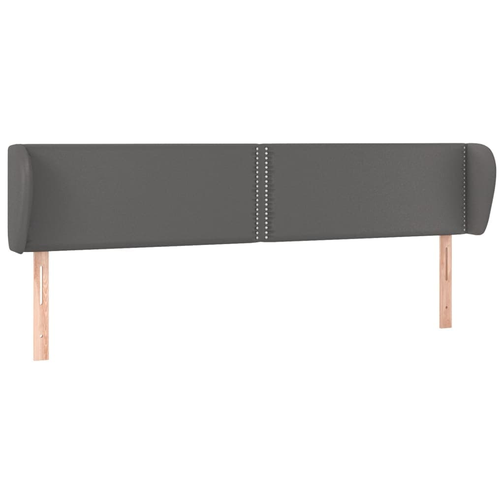 vidaXL Cabeceira de cama c/ abas couro artificial 203x23x78/88cm cinza