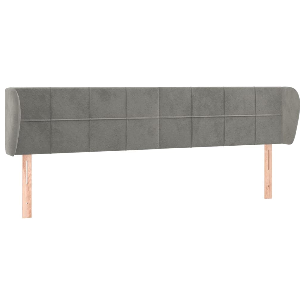 vidaXL Cabeceira de cama c/ abas veludo 183x23x78/88 cm cinzento-claro