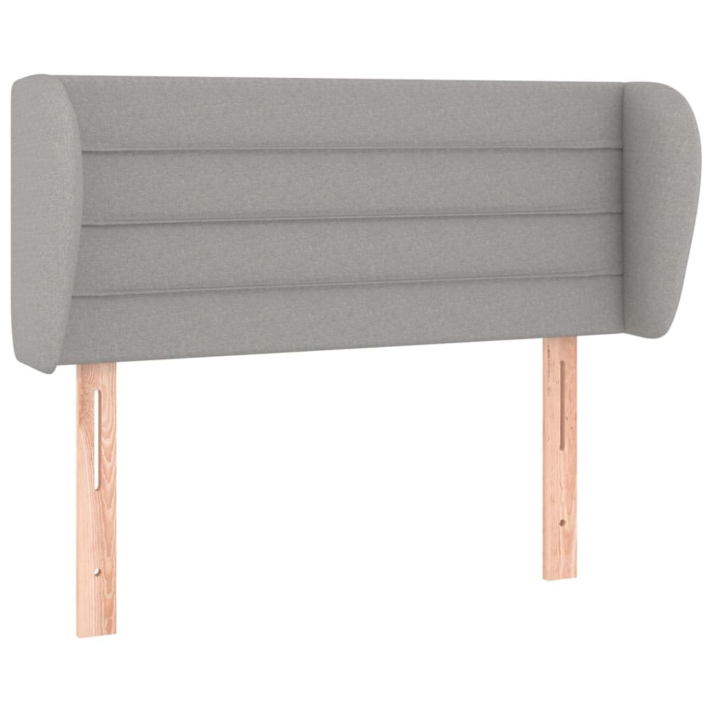 vidaXL Cabeceira de cama c/ abas tecido 103x23x78/88 cm cinzento-claro