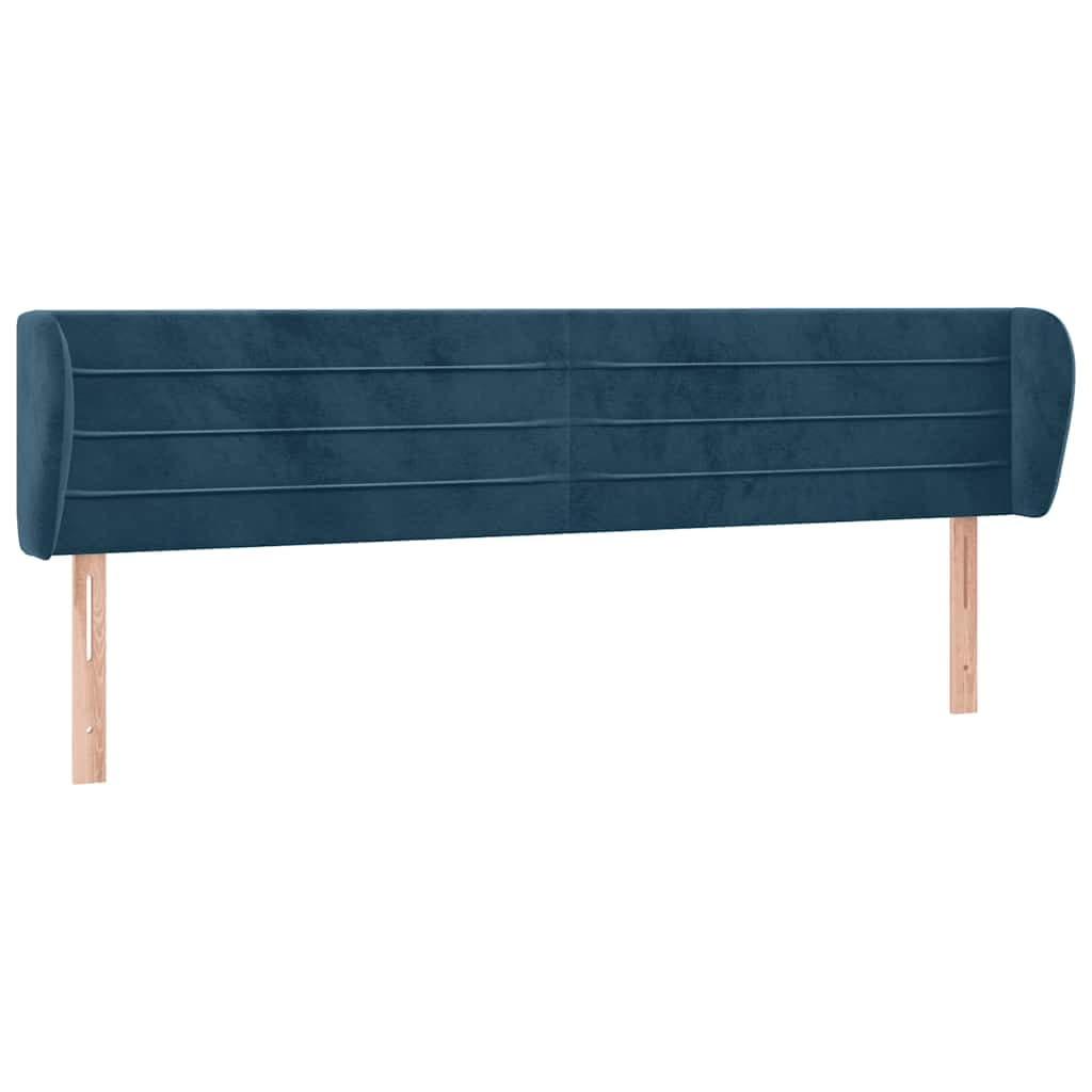 vidaXL Cabeceira de cama c/ abas veludo 183x23x78/88cm azul-escuro