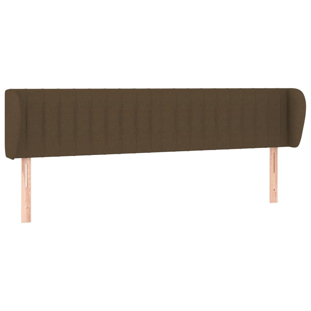 vidaXL Cabeceira de cama c/ abas tecido 203x23x78/88cm castanho-escuro