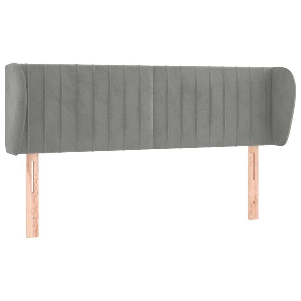 vidaXL Cabeceira de cama c/ abas veludo 147x23x78/88 cm cinzento-claro
