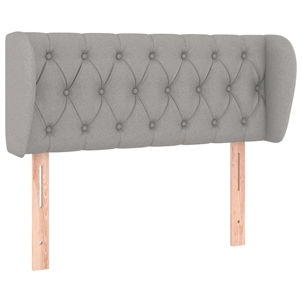 vidaXL Cabeceira de cama c/ abas tecido 103x23x78/88 cm cinzento-claro