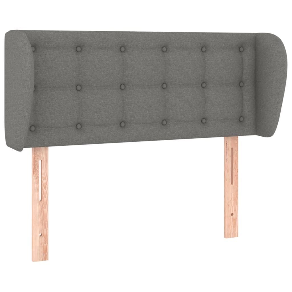 vidaXL Cabeceira de cama c/ abas tecido 83x23x78/88 cm cinzento-escuro