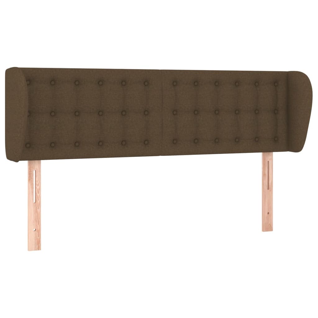 vidaXL Cabeceira de cama c/ abas tecido 147x23x78/88cm castanho-escuro