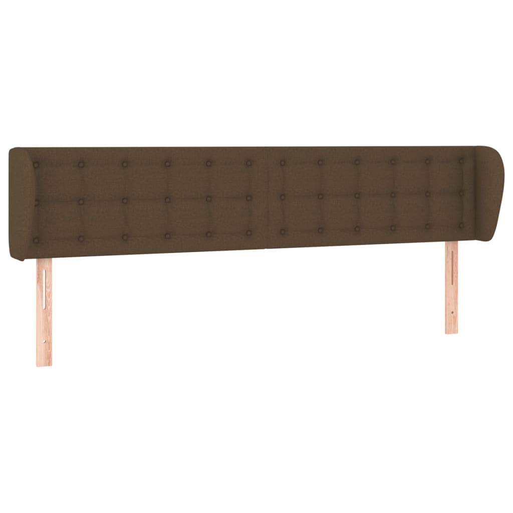 vidaXL Cabeceira de cama c/ abas tecido 203x23x78/88cm castanho-escuro