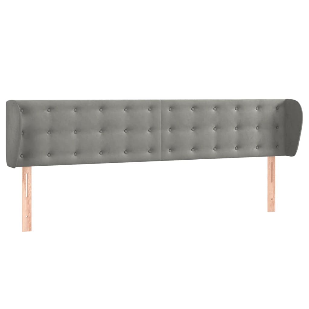 vidaXL Cabeceira de cama c/ abas veludo 203x23x78/88 cm cinzento-claro
